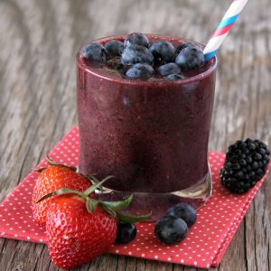 Nothing is faster, than fresh TRIPLE BERRY SMOOTHIES on busy morning! Just throw it all in the blender and breakfast is served!