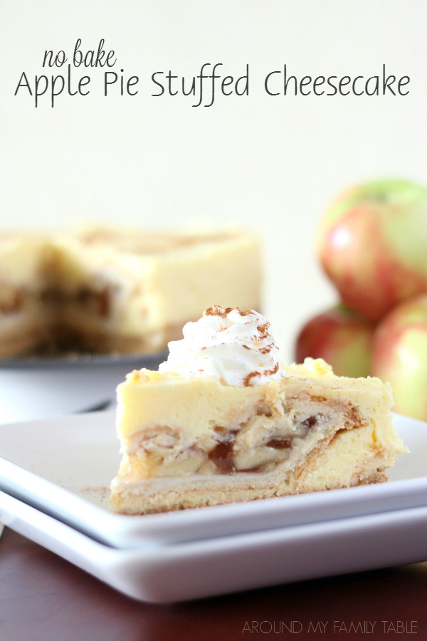 This No Bake Apple Pie Stuffed Cheesecake is probably the world's easiest dessert and couldn't be more impressive!