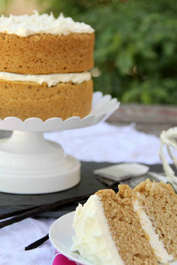 Whip up this Earl Grey Cake with Vanilla Bean Frosting for a stunning and delicious dessert perfect for a tea party or weeknight dessert.