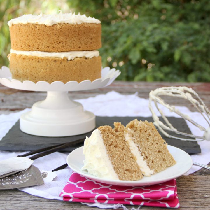 Whip up this Earl Grey Cake with Vanilla Bean Frosting for a stunning and delicious dessert perfect for a tea party or weeknight dessert.