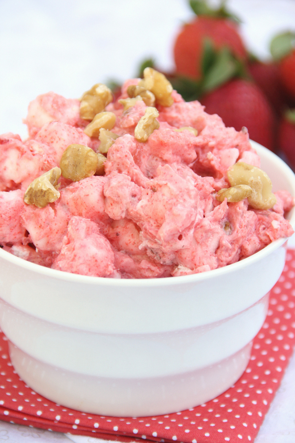 Summer is the time to pull out all the fluff recipes and a new favorite is this Strawberry Fluff, technically it's a strawberry whip cream jello dessert....but in my house we just call it fluff. 