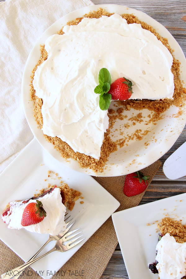 Once you discover how easy no-bake pies are...it's hard not to come up with new creations. This NO-BAKE TRIPLE BERRY PIE has a pretzel crust and is ready after a couple hours in the fridge. 