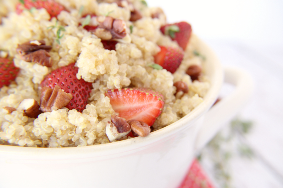 Summer side dishes should be cool and light, like this SWEET STRAWBERRY & PECAN QUINOA SALAD.