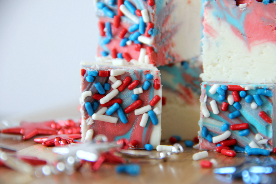 Celebrate summer with a delicious White Chocolate Fudge. The festive Red, White, & Blue Fudge has only a couple ingredients and takes less than 5 minutes.