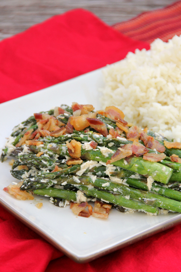 This Asparagus Carbonara is the most rich and decadent asparagus that I've ever had.