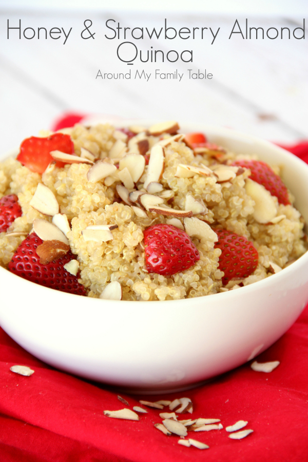 This Strawberry Almond Quinoa is a delicious and easy side dish to throw together for a picnic, party, or just a week night summer supper.