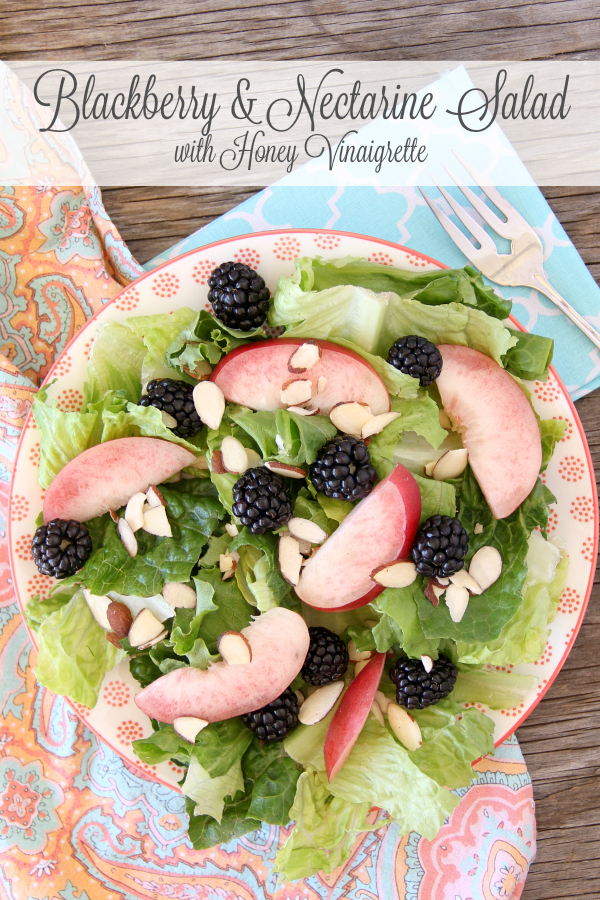 This delicious Blackberry Nectarine Salad with Honey Vinaigrette is perfect for a hot summer night.