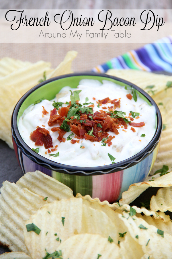 Take plain French Onion Dip from good to great when you add bacon. This French Onion & Bacon Dip will blow your mind.