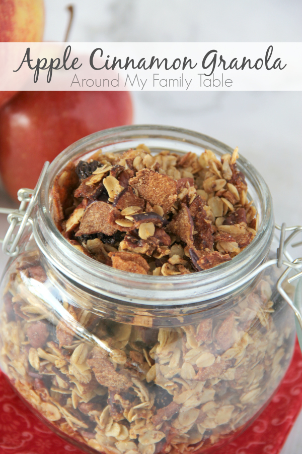 This Apple Cinnamon Granola is perfect for fall.  Tons of apple goodness with a hint of cinnamon makes this granola perfect for the season.