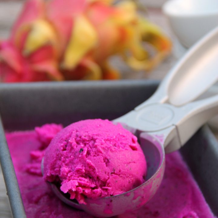 scoop of dragon fruit ice cream