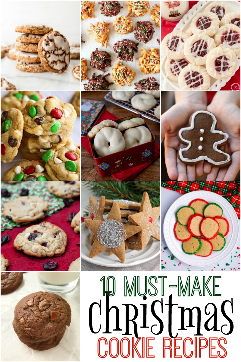 collage of holiday cookies