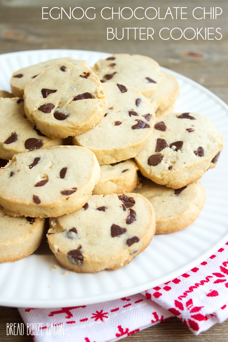 Eggnog Chocolate Chip Butter Cookies are sure to be the hit of your Christmas cookie plate!