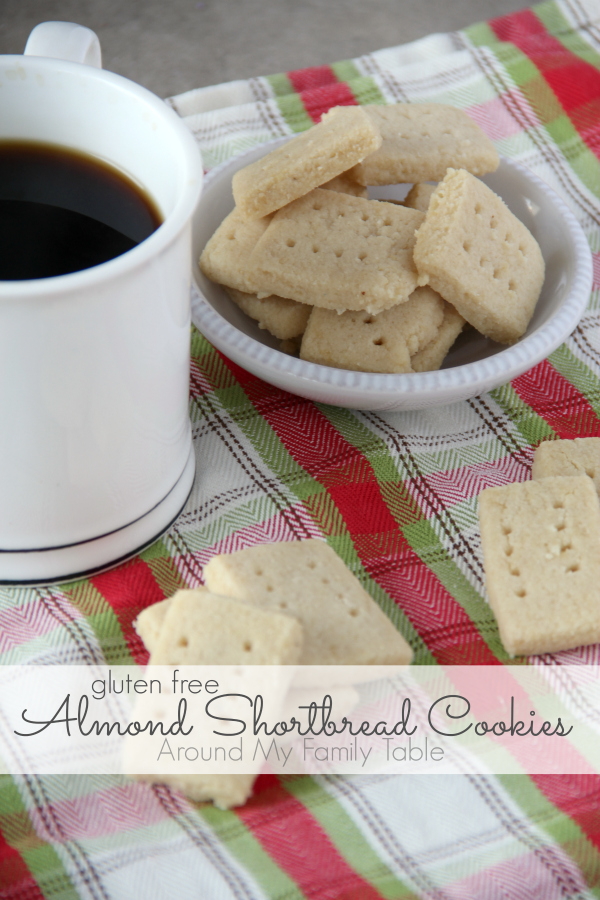 These gluten free Almond Shortbread Cookies are tender and perfect with a cup of coffee.