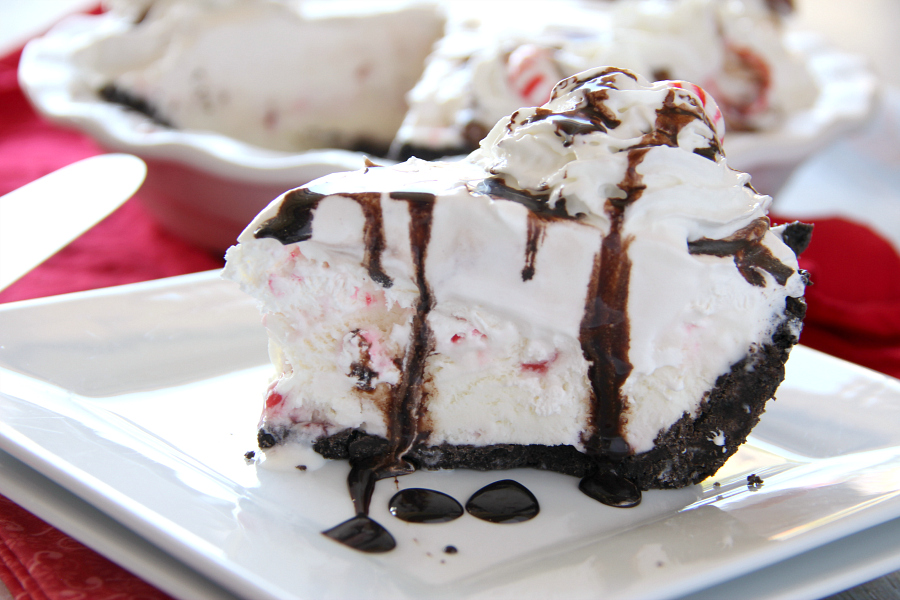 Don't stress about your holiday dessert, this No Bake Chocolate Peppermint Pie is so easy to throw together and uses seasonal peppermint ice cream as the base!