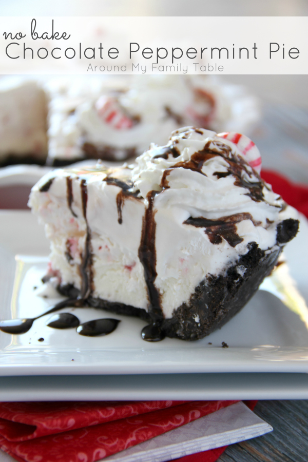 Don't stress about your holiday dessert, this No Bake Chocolate Peppermint Pie is so easy to throw together and uses seasonal peppermint ice cream as the base!