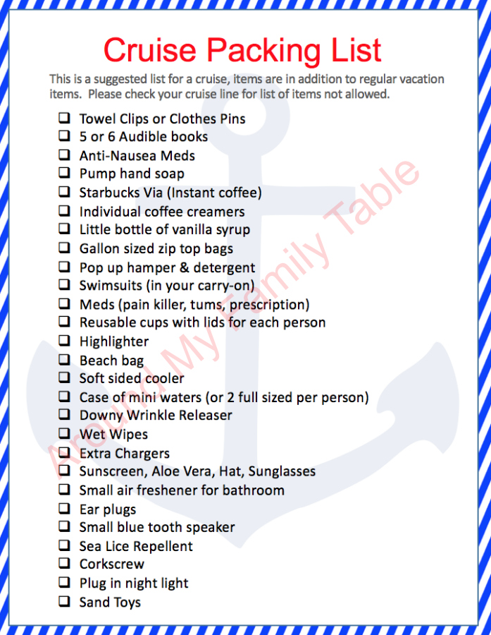 cruise packing list for family