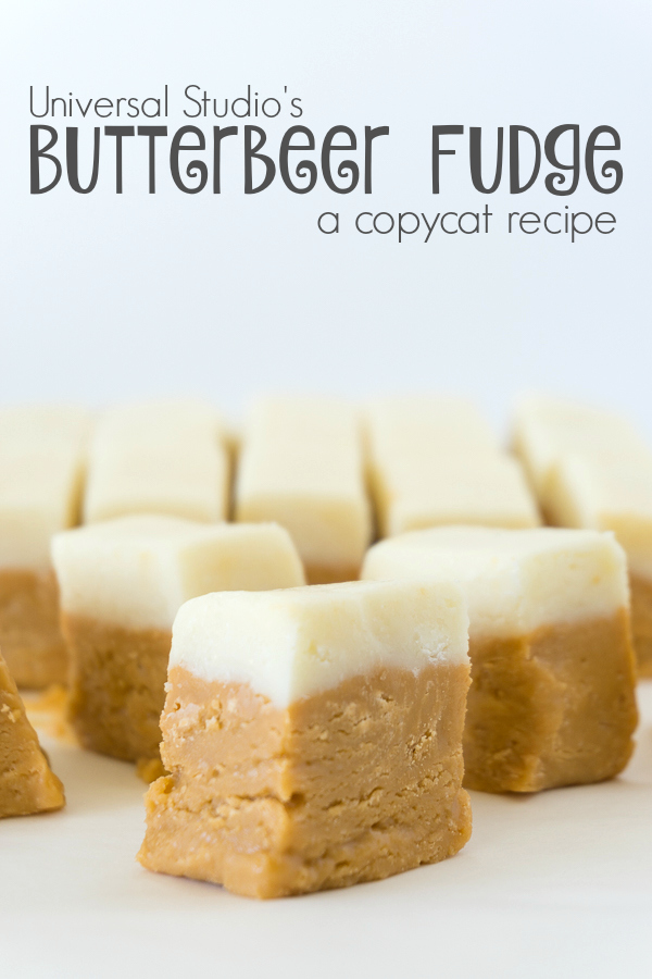 This delicious Butterbeer Fudge with a hint of rum is the perfect copycat version of the Honeydukes treat at Universal Studios.