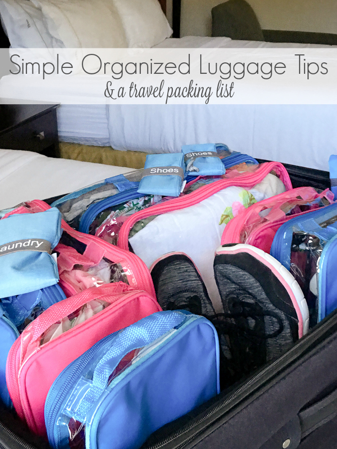 Family travel doesn't have to be hectic. I can pack my family of 4 quickly and keep us organized on the road. Check out these Simple Organized Luggage Tips and a bonus travel packing list.