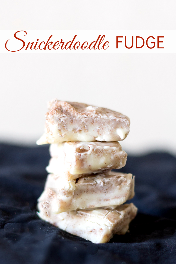 Stack of white chocolate Snickerdoodle Fudge