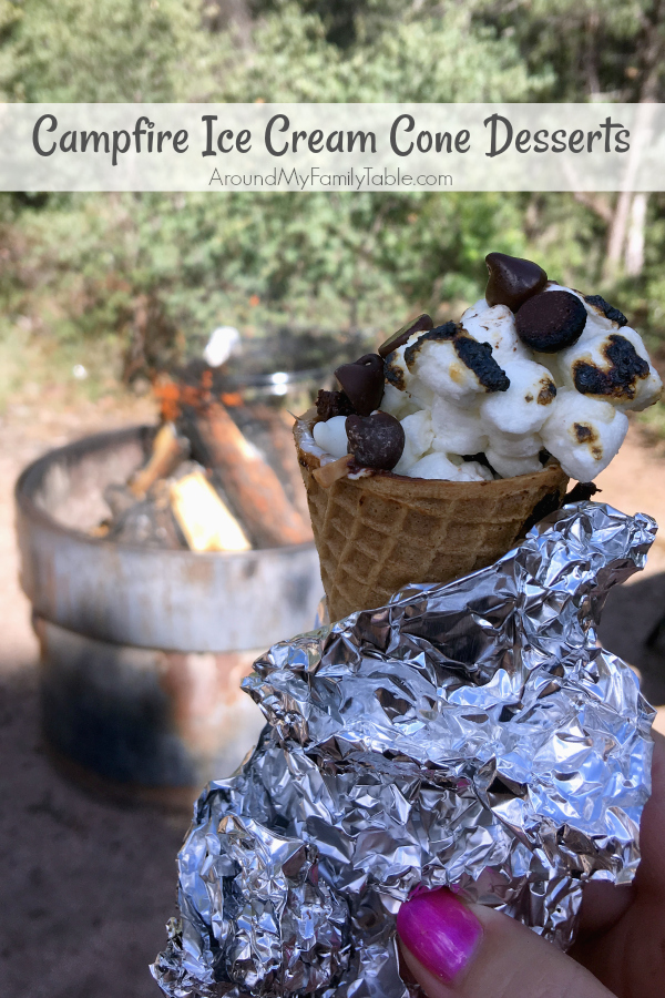 Kids of all ages will love making their own Campfire Ice Cream Cone Desserts on your next campout.