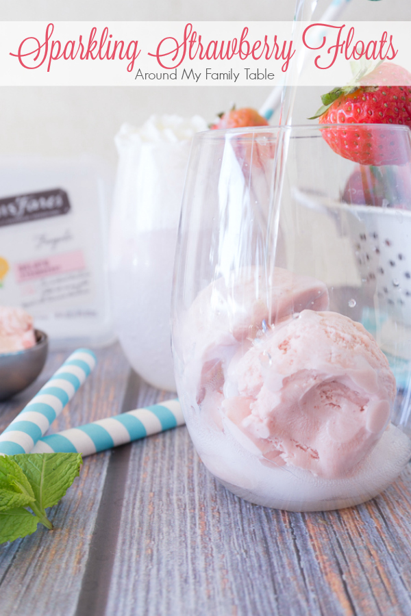 These Sparkling Strawberry Floats are the perfect afternoon sipper on a hot day or a light summer dessert. 