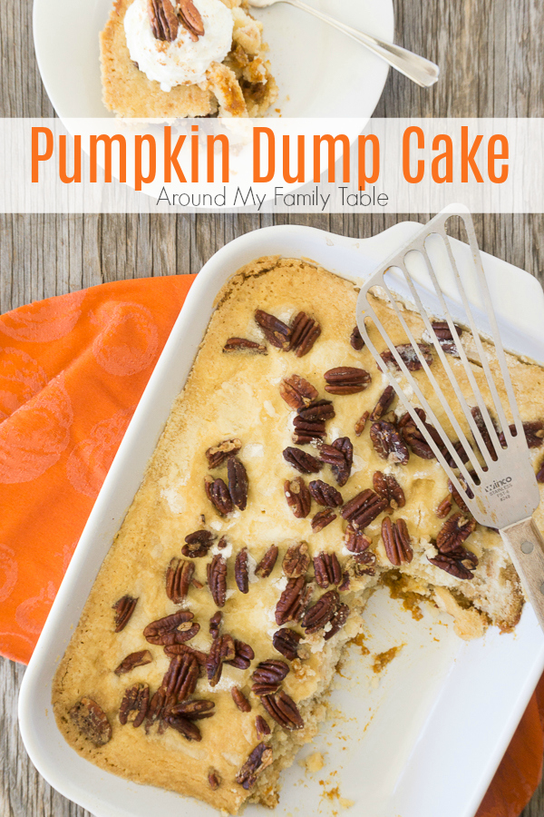 There is so much pumpkin flavor in this easy Pumpkin Dump Cake recipe that uses your favorite boxed cake mix.