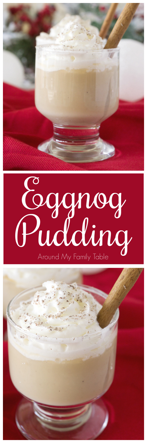 This rich Eggnog Pudding is delicious and creamy and is so easy to make.  Cuddle up with a holiday movie and bowl of this pudding for a wonderful evening.