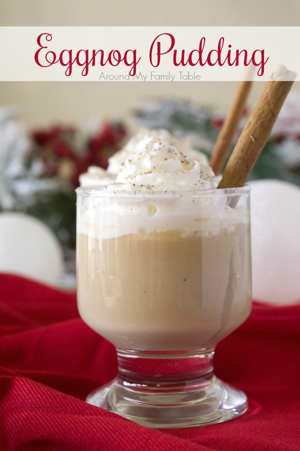 This rich Eggnog Pudding is delicious and creamy and is so easy to make.  Cuddle up with a holiday movie and bowl of this pudding for a wonderful evening.