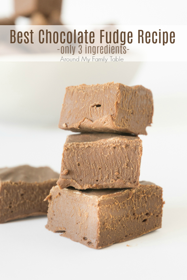 The best fudge recipe is easy to make, doesn't need a candy thermometer, and it's a rich and creamy no bake fudge. The kind of gourmet fudge recipe that makes perfect holiday food gifts! This recipe for no cook fudge really is the best fudge recipe ever! And it only has 3 ingredients and takes just 3 minutes. #chocolatefudge #fudgerecipes