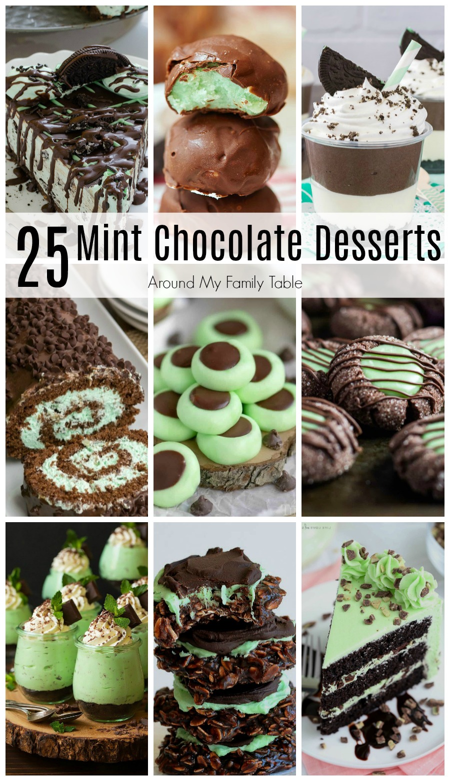 These 25 chocolate mint dessert recipes are sure to satisfy your sweet tooth.  Chocolate and Mint are a match made in dessert heaven! #chocolatemint #desserts #chocolatedesserts