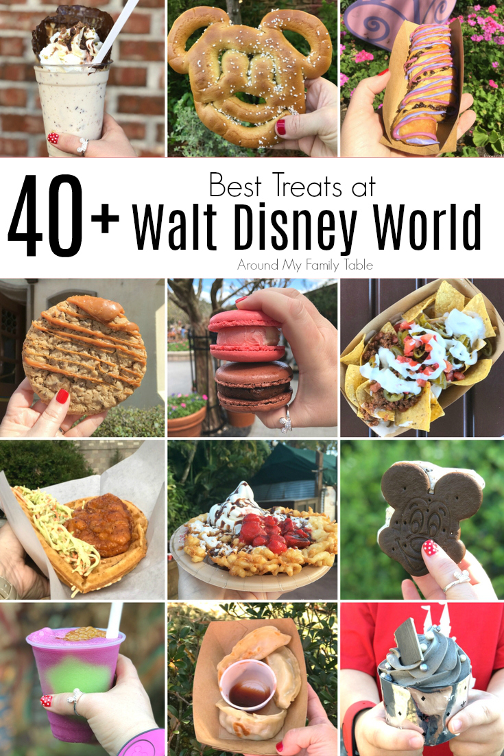 There is no shortage of food at Walt Disney World in Florida. From gourmet dining to popcorn....there is something for everyone. These are the 40+ Best Treats at Walt Disney World. #disneyworld #waltdisneyworld #disneyfood