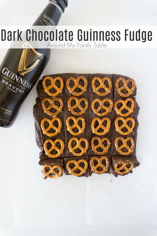 Beer fudge is a unique and easy fudge to make and perfect for the beer lover in your life.  I make this decadent Dark Chocolate Guinness Fudge several times a year and it's always a hit! #fudge #fudgerecipes #easygourmetfudge #guinness