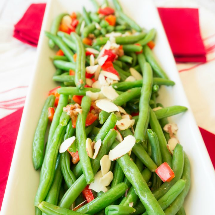 This flavorful side dish, Green Beans with Brown Butter & Almonds, is ready in about 15 minutes.  Dinner doesn't have to take a long time to make and with the help of Cooked Perfect Fire Grilled Chicken, your family will be eating faster than it takes to order take out.