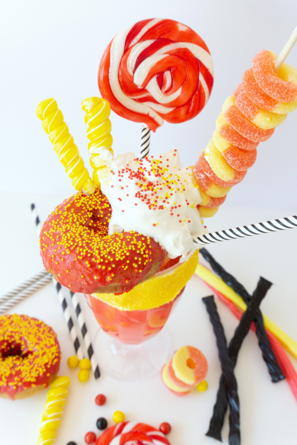Grab your favorite cherry ice cream for a delicious cherry milkshake turned into an incredible freakshake.  The Incredibles Freakshake is inspired by the first movie and Pixarfest!
