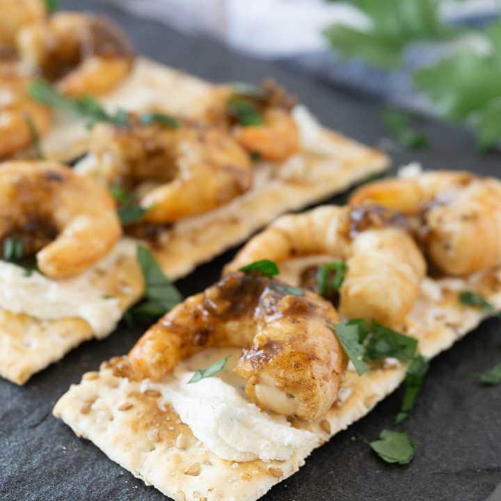 In about 30 minutes these Garlicky Balsamic Shrimp Appetizers are ready for any party or summer BBQ.  