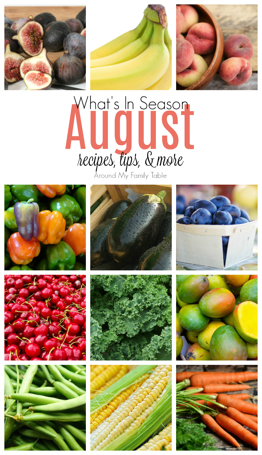 August has a great mixture everything: berries, stone fruit, with a few vegetables thrown in too. Find out all about August Seasonal Produce in this August -- What's In Season Guide. #augustproduce #eatseasonally via @slingmama