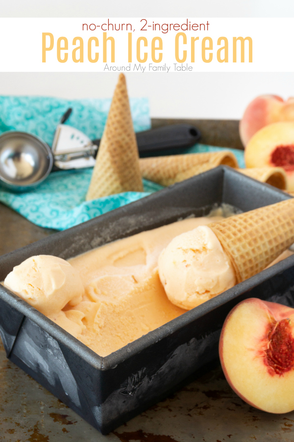 Grab an ice cream cone because this 2-ingredient, no churn peach ice cream is the easiest and The Best Peach Ice Cream Ever!