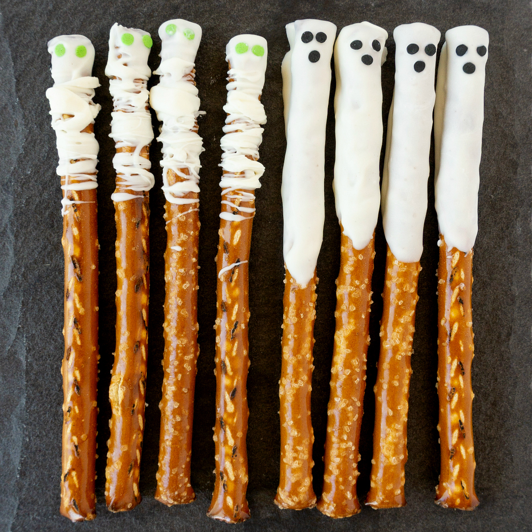 Ghost & Mummy Halloween Pretzels Around My Family Table