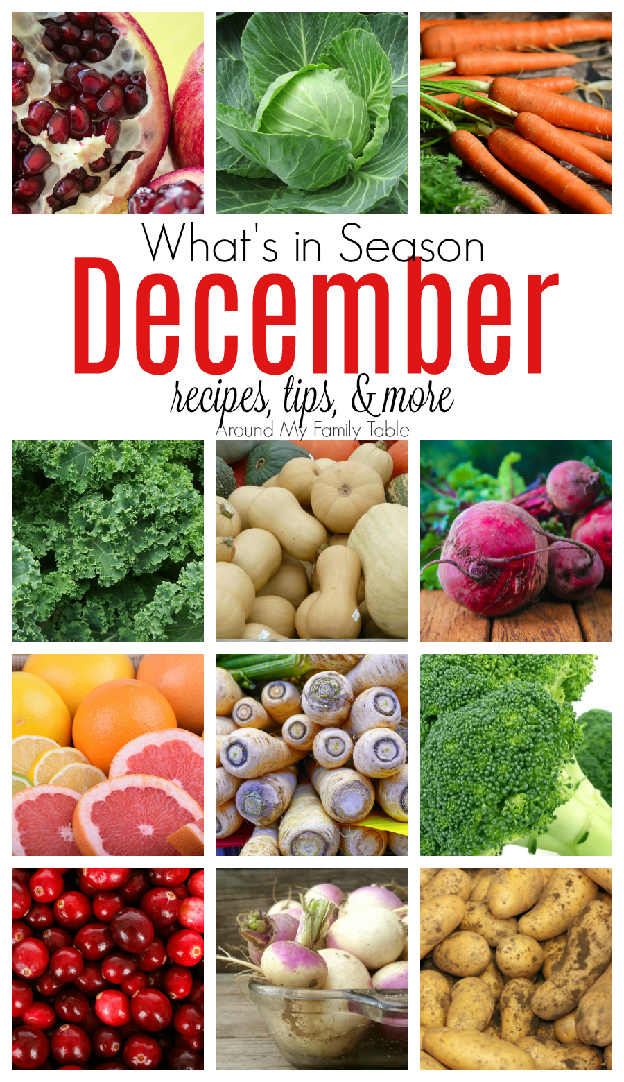 It's time for cranberries & winter squash! This December Seasonal Produce guide has recipes, tips, and more for everything in season this month.