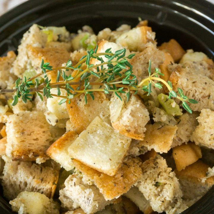 Bread stuffing in a slow cooker