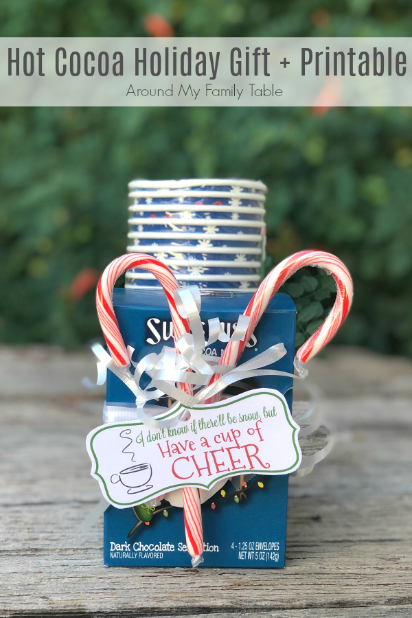 If you need a quick but festive holiday gift, then you'll love these Have a Cup of Cheer Printables with a hot cocoa gift package. 