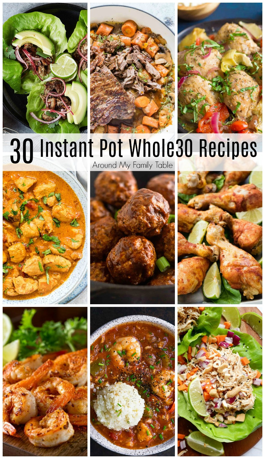 Planning for your Whole30 month doesn't have to be overwhelming.  I've collected a month's worth of delicious Whole30 Instant Pot Recipes to get you through the month. #whole30 #instantpot via @slingmama