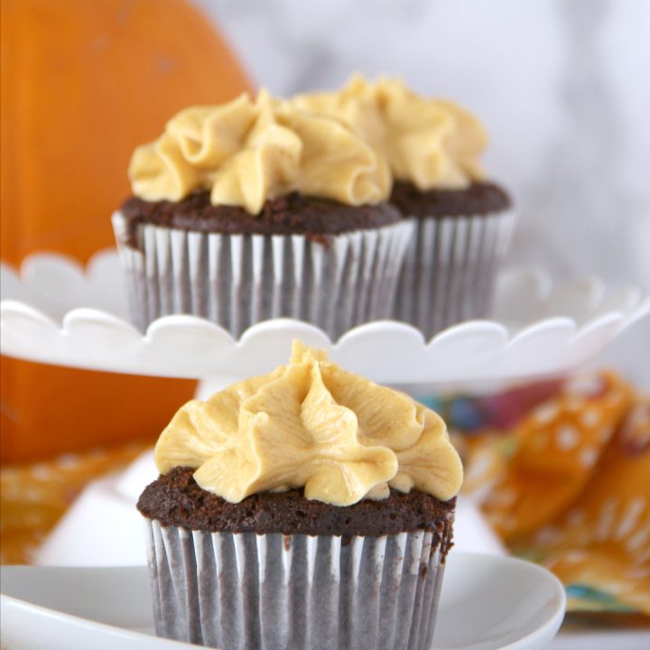 Chocolate Cupcakes with Pumpkin Buttercream Frosting