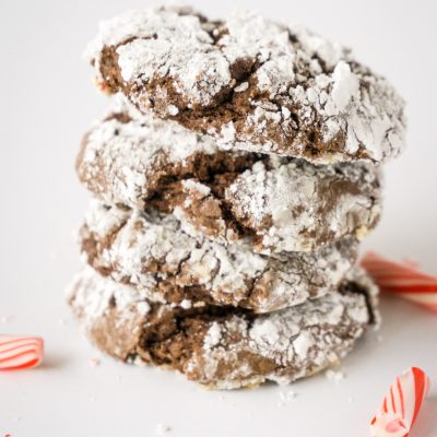 Peppermint Bark Chocolate Crinkle Cookies