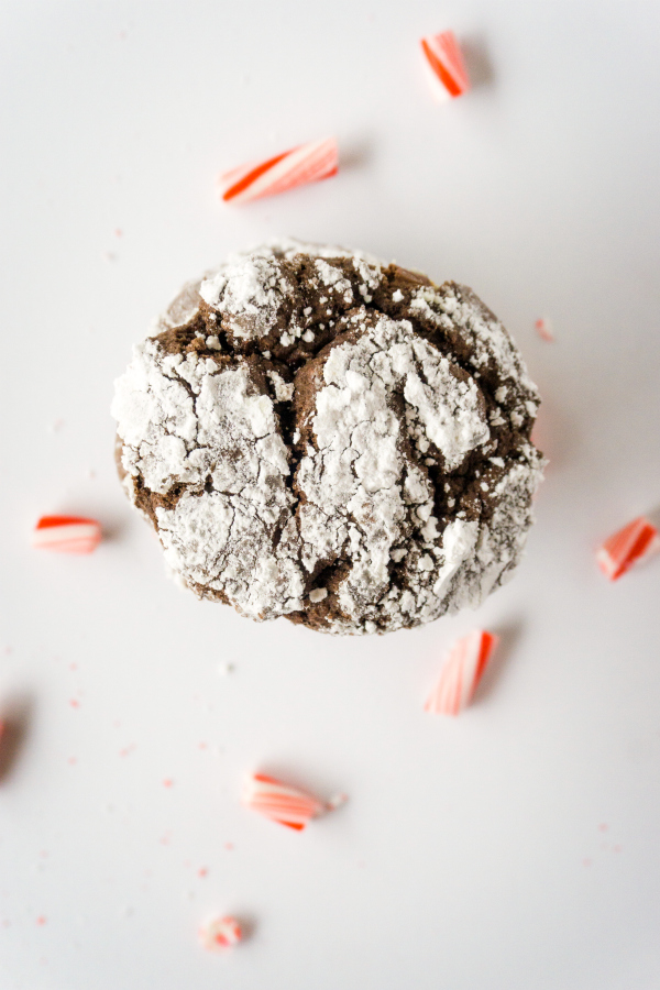 You're sure to love these Peppermint Bark Chocolate Crinkle Cookies. They are made with box of cake mix and some peppermint bark candies.