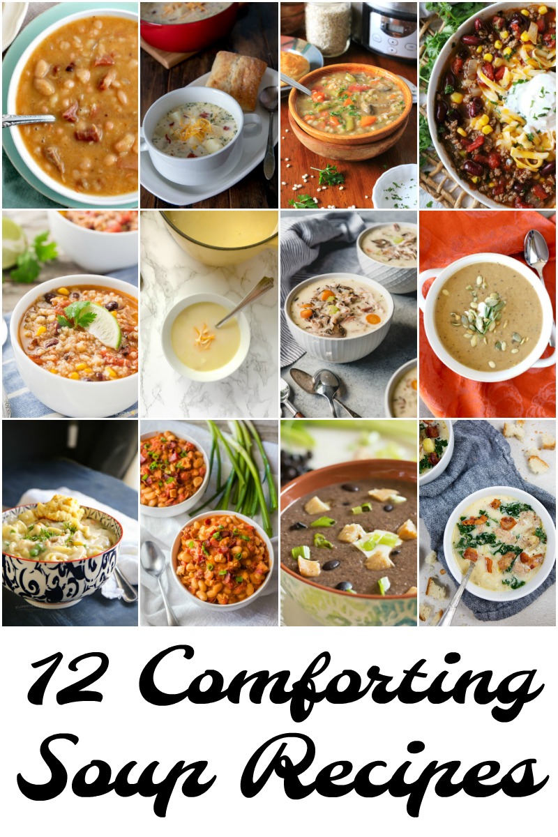 12 Comforting Soup Recipes that are perfect on a cold winter day.