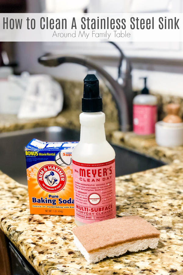 Taking time to properly clean your kitchen sink is a must to avoid food borne illnesses.  Learn how to clean your stainless steel sink in less than 5 minutes per week to keep it sanitized and shiny. This method actually works for all kitchen sinks.