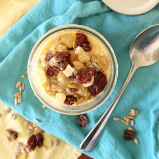 Perfect for hectic mornings, these Overnight Mango Oats are made the night before and can be eaten warm or cold the next morning.