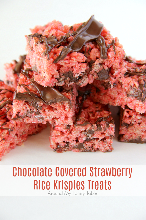 Grab a couple of these Chocolate Covered Strawberry Rice Krispies Treats because I might have created a monster when I added strawberry jello to my favorite rice krispies treats recipe and then drizzled chocolate all over the top.   via @slingmama