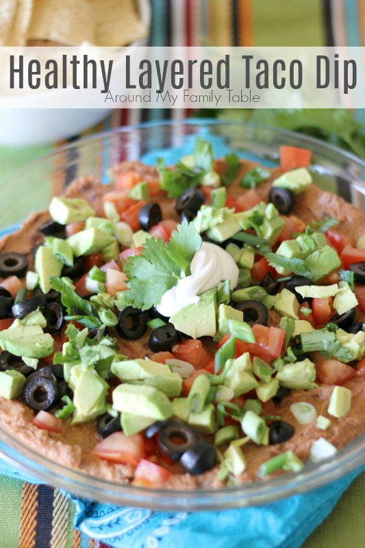 Fresh vegetables, taco seasoning, beans and little bit of sour cream layered in a pretty dish are turned into a delicious and Healthy Layered Taco Dip that are perfect for any party.